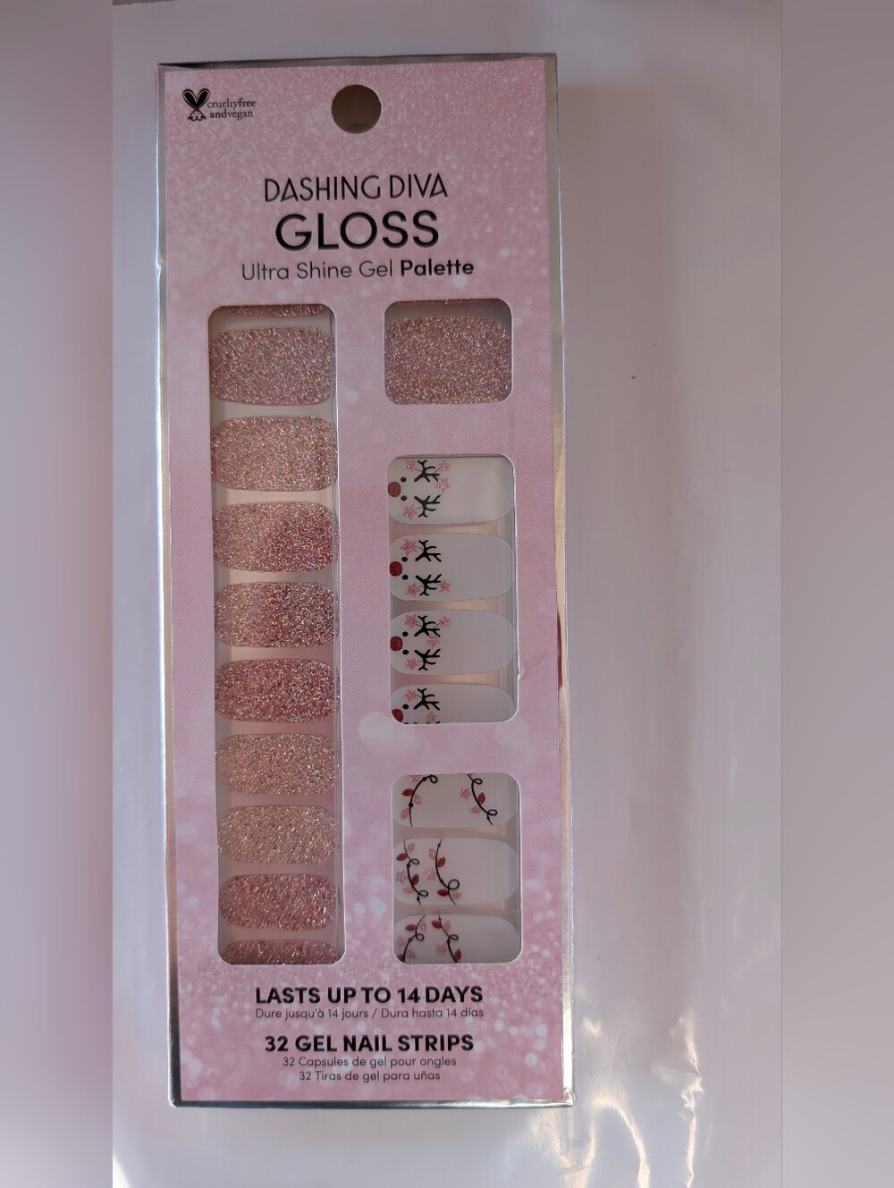 Dashing Diva Gloss Ultra Shine Gel Nail Strips Palette. Glitter Christmas Theme